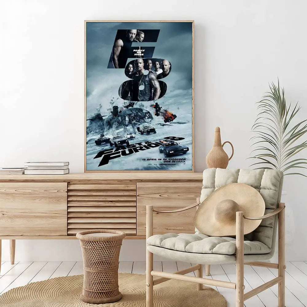 Fast And Furious Movie Whitepaper Poster HD Quality Poster Wall Art Painting Study Room Wall Decor