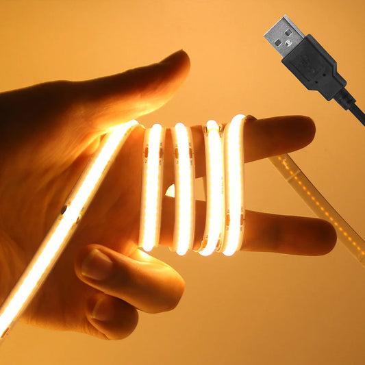 Premium 5V USB COB LED Strip Light - 320LEDs/m Flexible Ribbon Tape
