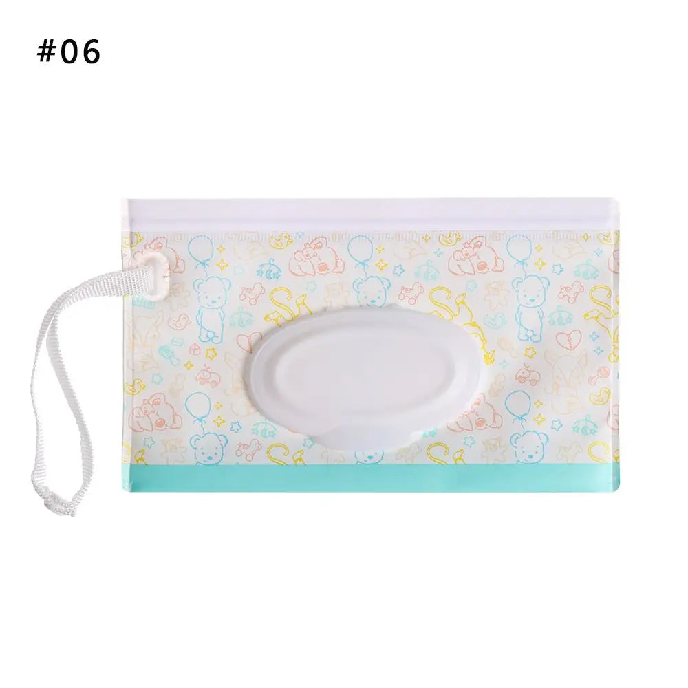 Hot Refillable EVA Wet Wipes Bag Cosmetic Pouch Tissue Box Wipes Holder Flip Cover Snap-Strap Carrying Case Stroller Accessories
