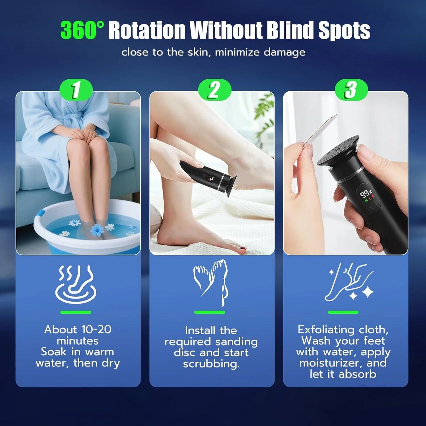 Aluminum Alloy Professional Electric Callus Remover With 60PCS Replacement Pads Electric Foot File, Foot Care Tools, Gift Box