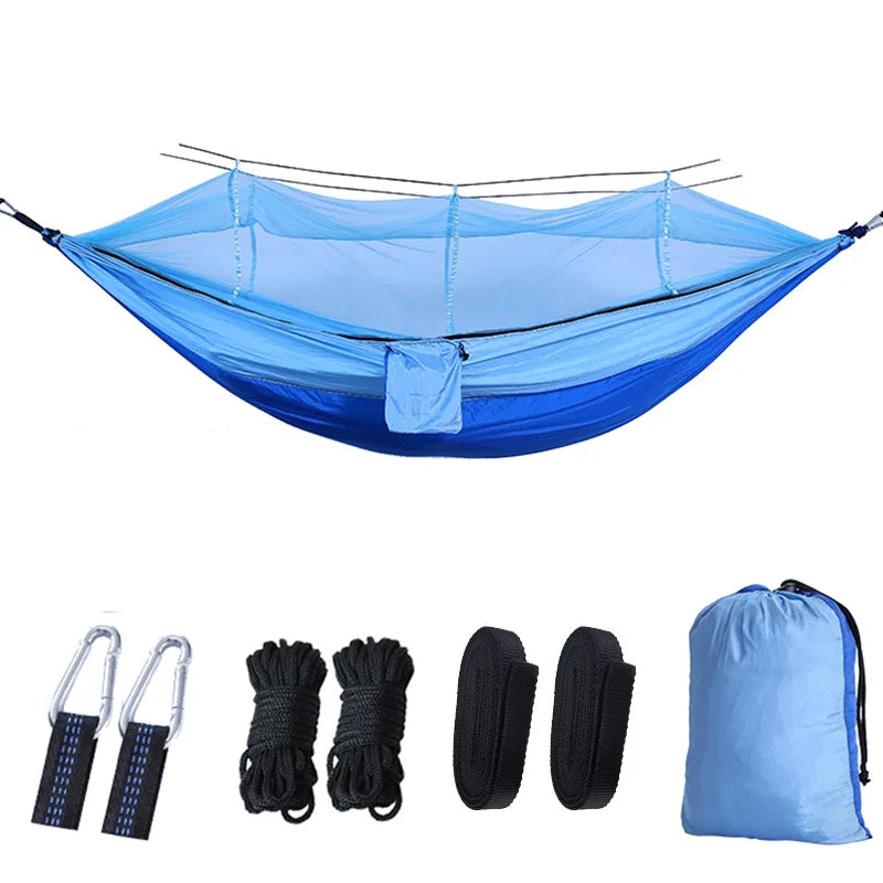 Premium Camping Hammock with Mosquito Net - Lightweight Parachute Fabric
