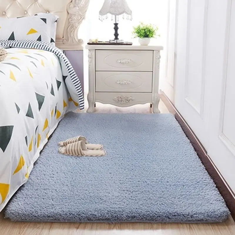 Thick Imitation Wool Bedside Carpet Solid Color Bedroom Carpet Girls Bedroom Area Rugs Rectangular Living Room Carpet Home