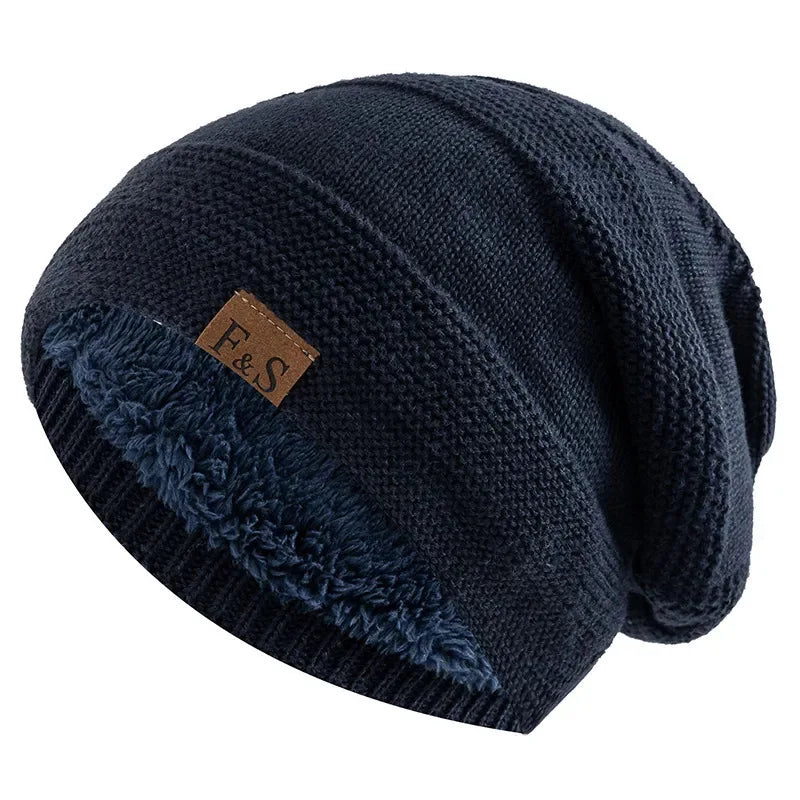Winter Beanie Soft Slouchy Knit Hat Skull Cap Warm windproof Cuffed Silk Hat Lining Beanie Casual Men Women Hiking Running Hat