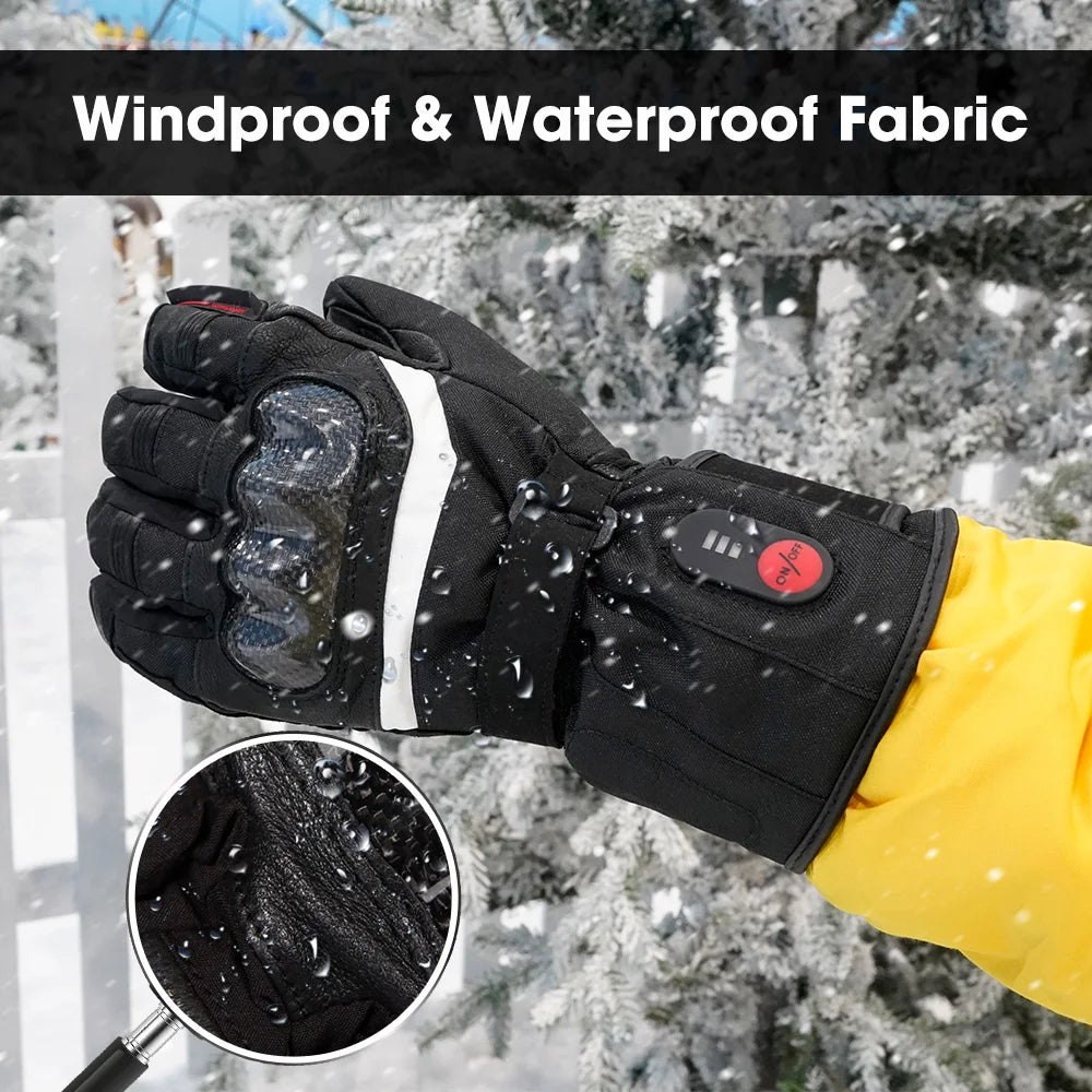 Savior 100% Waterproof Motorcycle Gloves Heated Guantes Motorbike Riding Heating Gloves Touch Screen Gloves Motorcycle Batteries