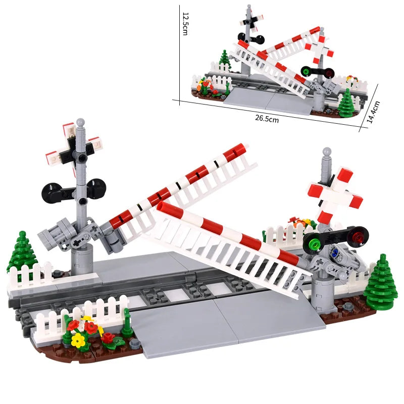 MOC City Train Building Block Train Track Corridor Elevating Rod Pedestrian Crossing Assembly Children's Toy Birthday Gift