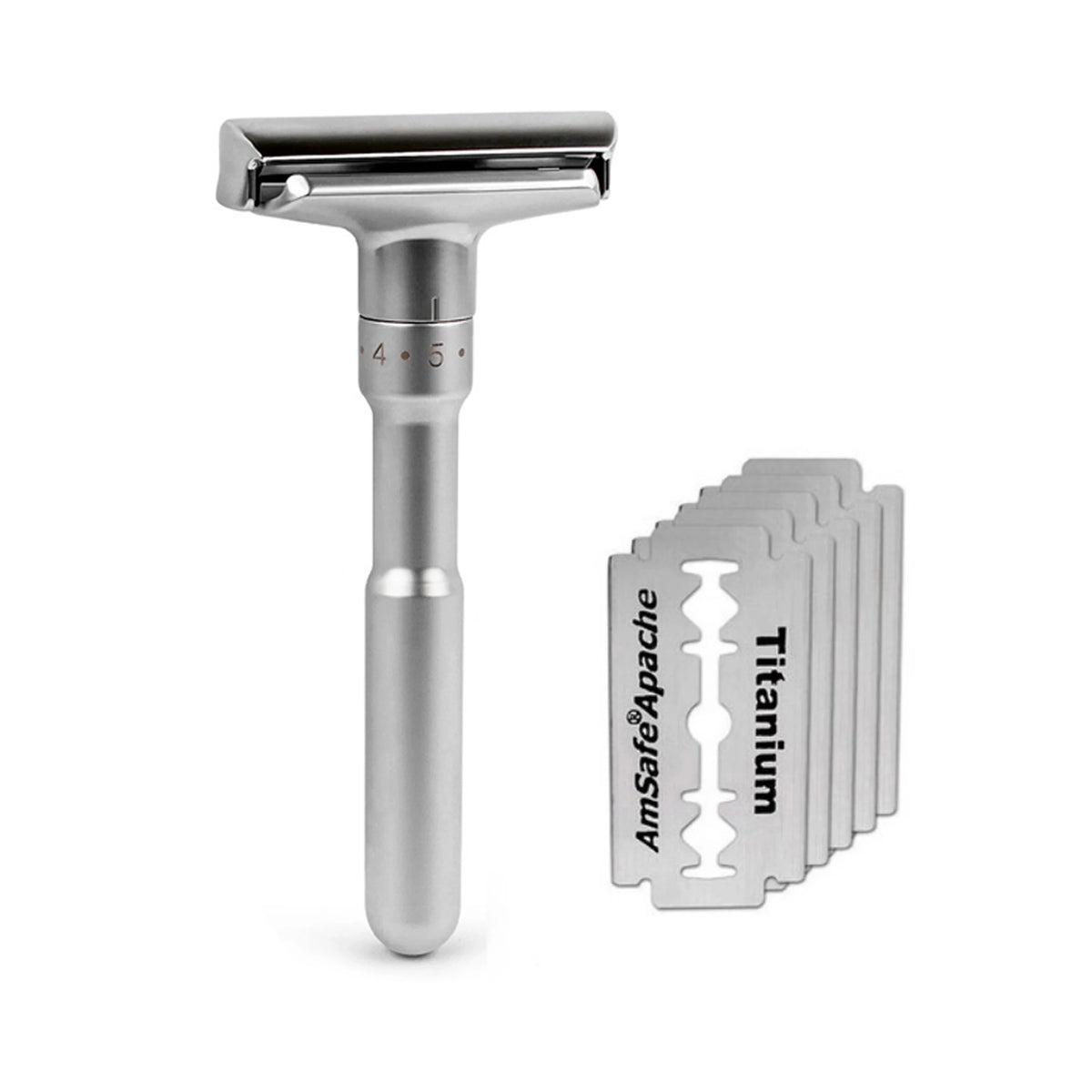 Adjustable Safety Razor Double Edge Classic Mens Shaving Hair Removal Shaver it with 5 PCS Titanium Coated Blades Shaver