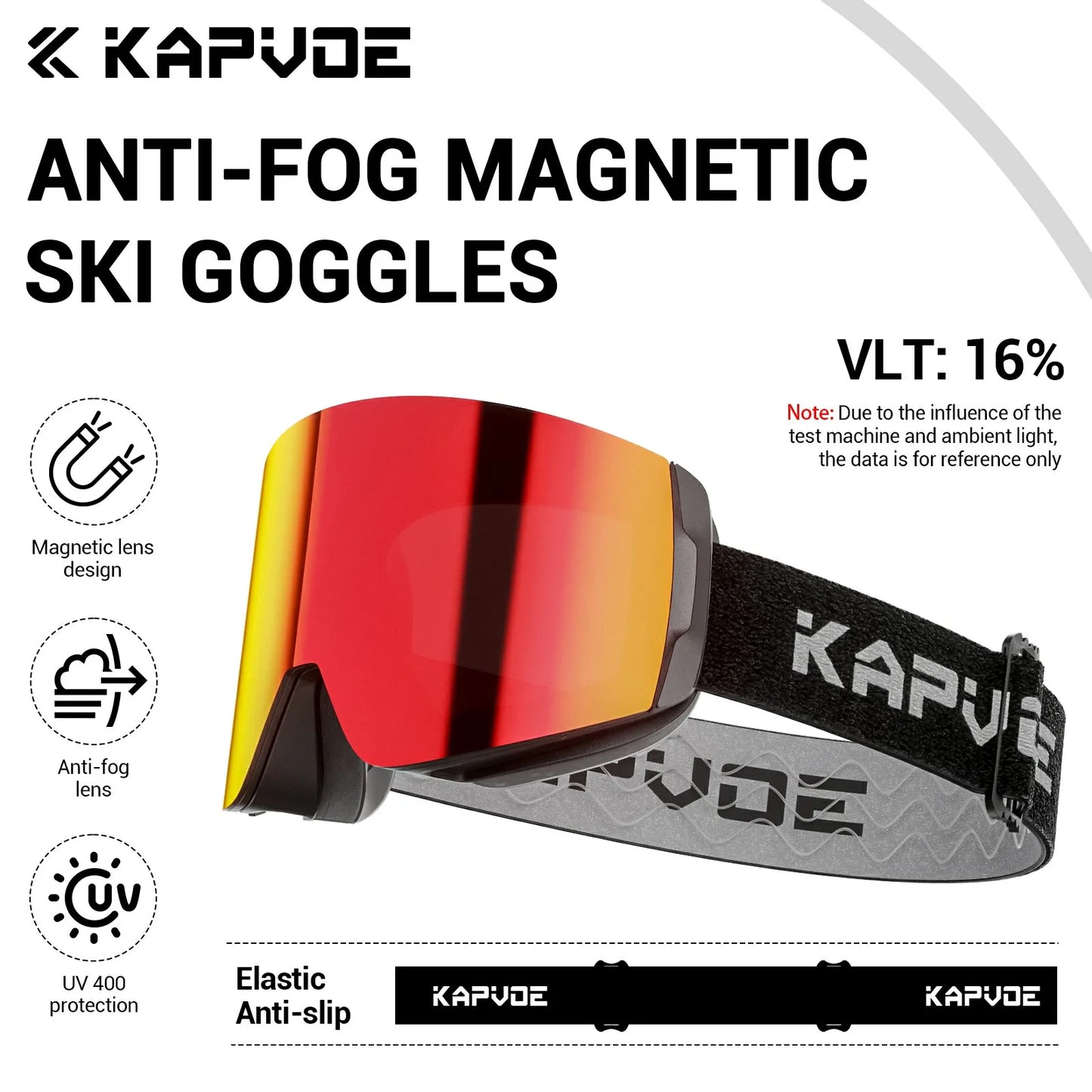 KAPVOE UV400 Magnetic Attraction Lens Outdoor Sports Photochromic Ski Goggles Men Snowboard Glasses Women Winter Snow Sunglasses