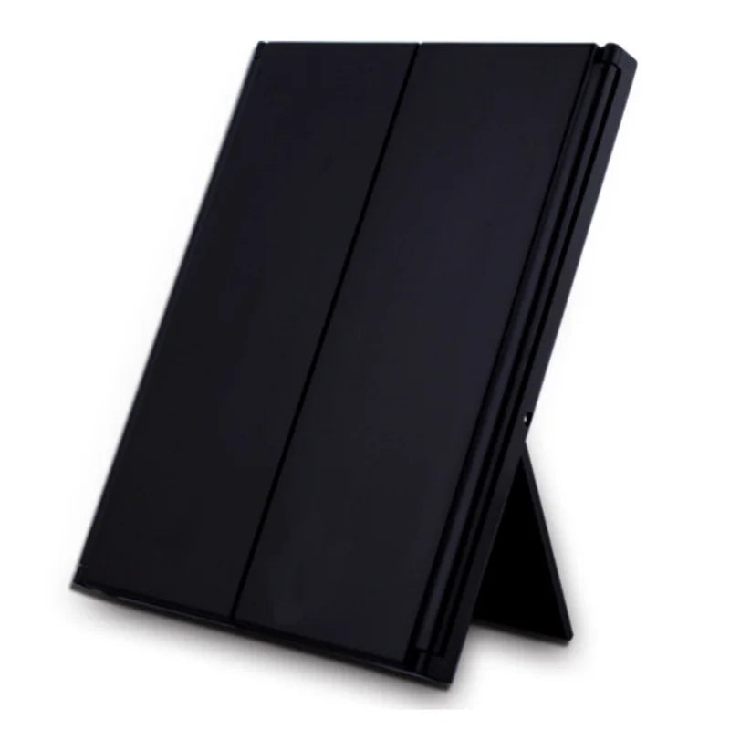 LED Tri-Fold Makeup Mirror - Portable Travel Vanity Mirror with Adjustable Stand