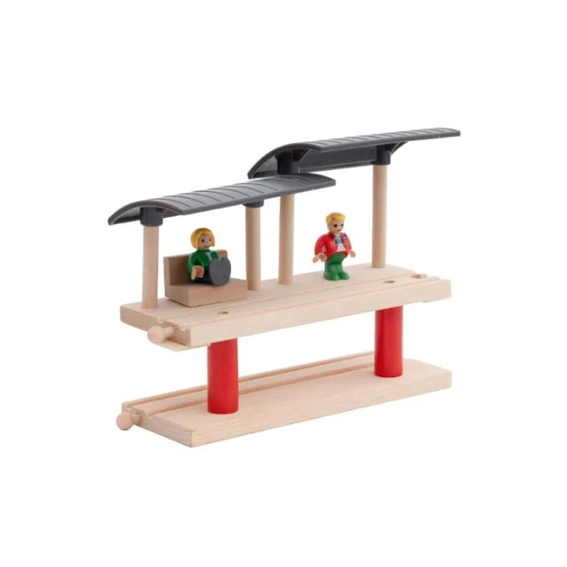 Toddlers Toys Wooden Train Railway Track Accessories Barricade, Platform Track Scene Puzzle Toys For Boys & Girls