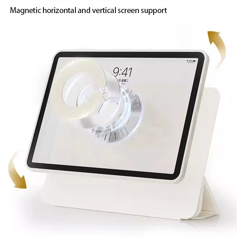 Tablet Case for iPad Pro 12.9 M2 Cover for Pro 11 Magnetic Split Shell with Sticker for Air 5 9th 10.2 Mini 6 Transparent Funda