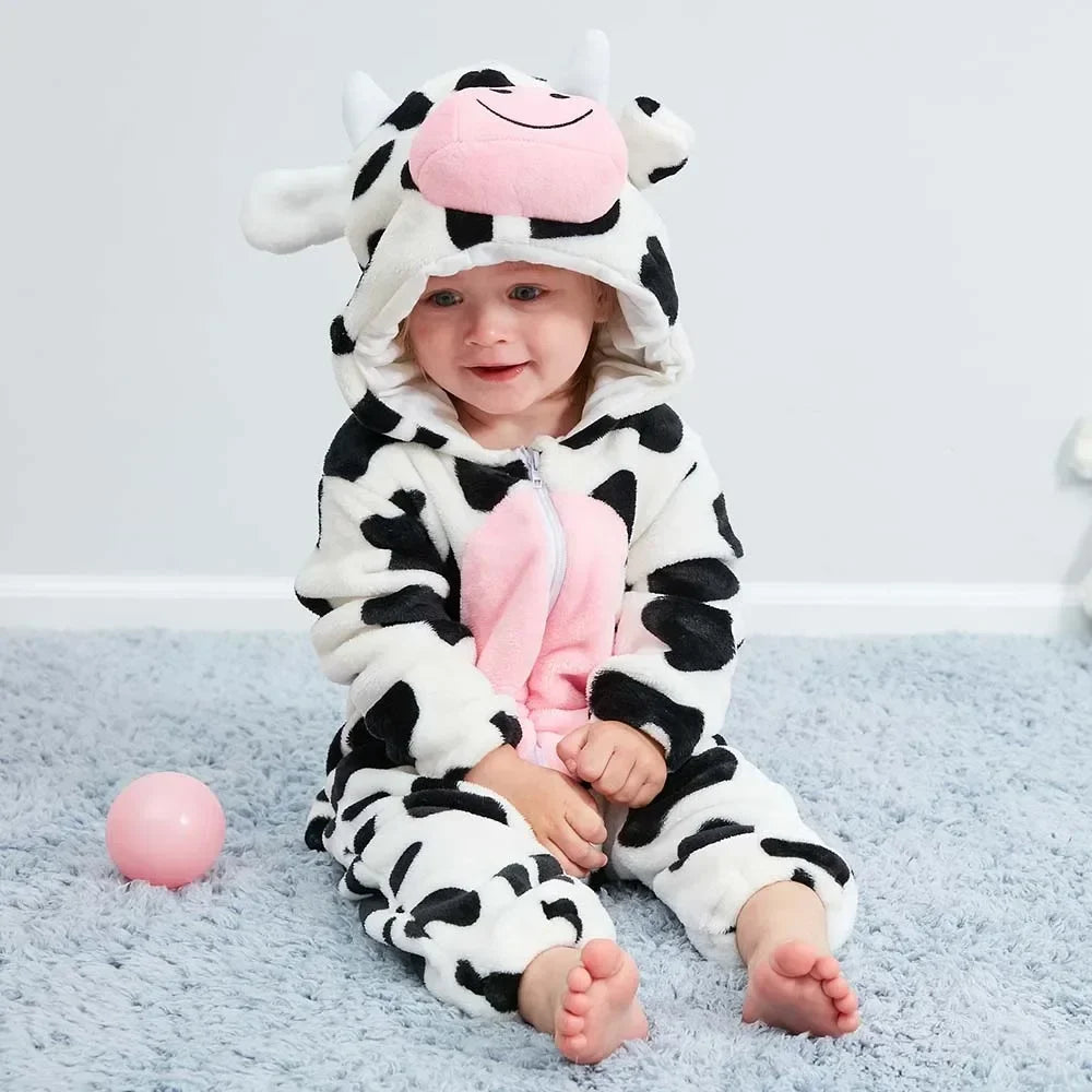 Premium Animal Kigurumi Baby Romper - Winter Flannel Costume Jumpsuit
