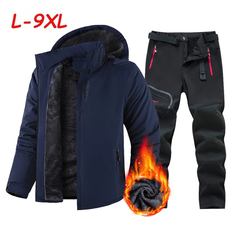 Ski Suit Men Winter Warm Waterproof Outdoor Sports Snow Jackets and Camping Pants Hot Ski Equipment Snowboard Parkas Jacket