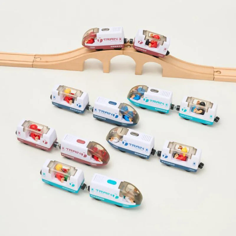 New Electric Wooden Train Set Toy Train for Boys Girls Compatible with Wooden Train Track Racing Track Toys Gift For Kids