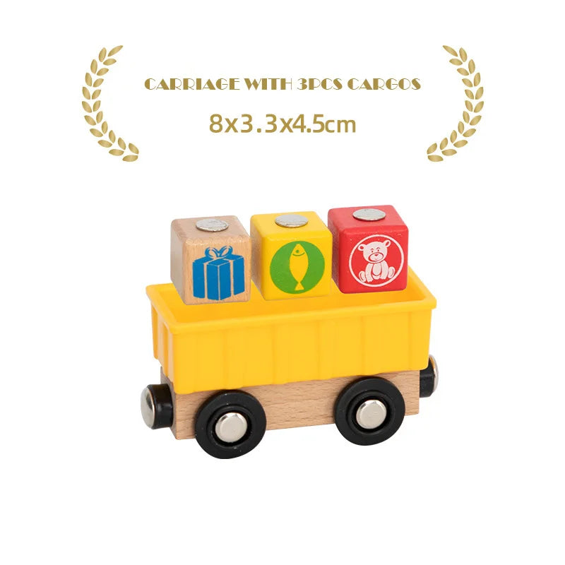 1PC Wooden Magnetic Train Wooden Railway Track Cars Truck Wood Track Accessories Fit for Biro Wooden Tracks Toys For Kids Gifts