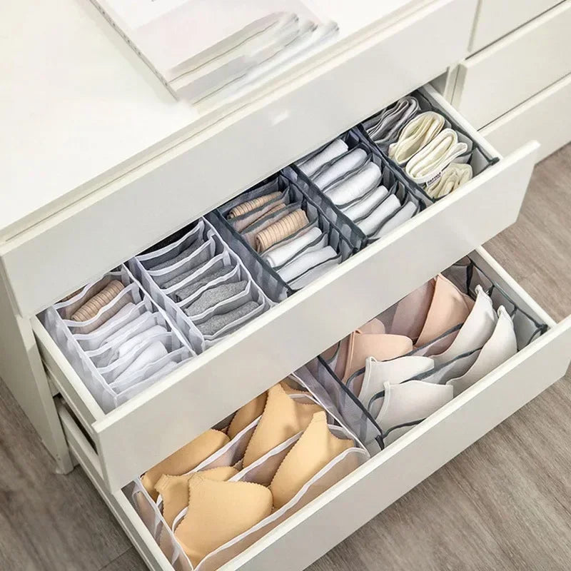 Closet Drawer Organizer - 6 Grid Underwear & Sock Storage Box for Wardrobe
