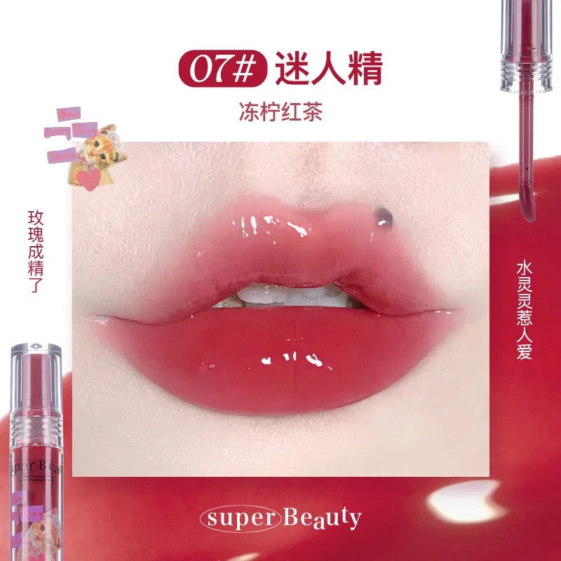FLORTTE Lip Essence Lip Gloss Serum Lip Tint Oil Clear Nourishing Moisturizing Hydrating Fades Lip Lines Makeup Women Cosmetics