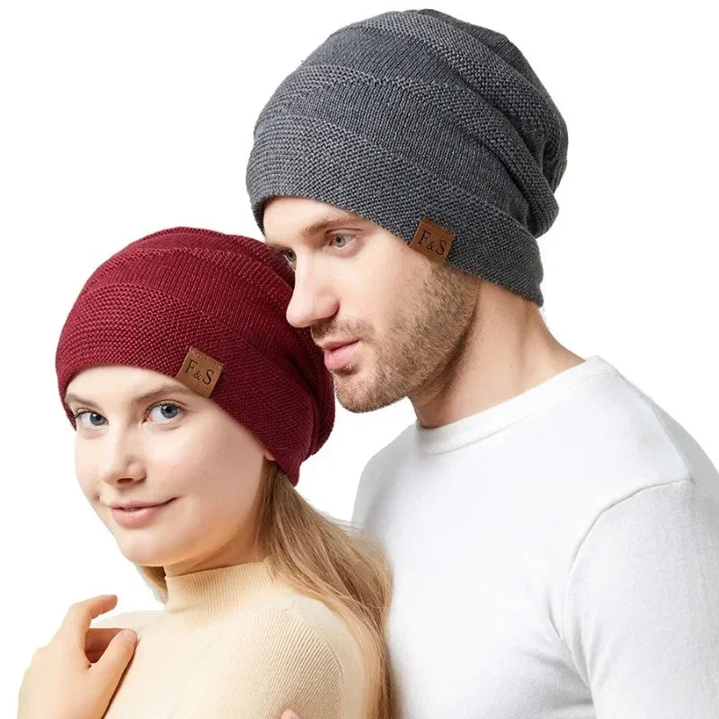 Winter Beanie Soft Slouchy Knit Hat Skull Cap Warm windproof Cuffed Silk Hat Lining Beanie Casual Men Women Hiking Running Hat