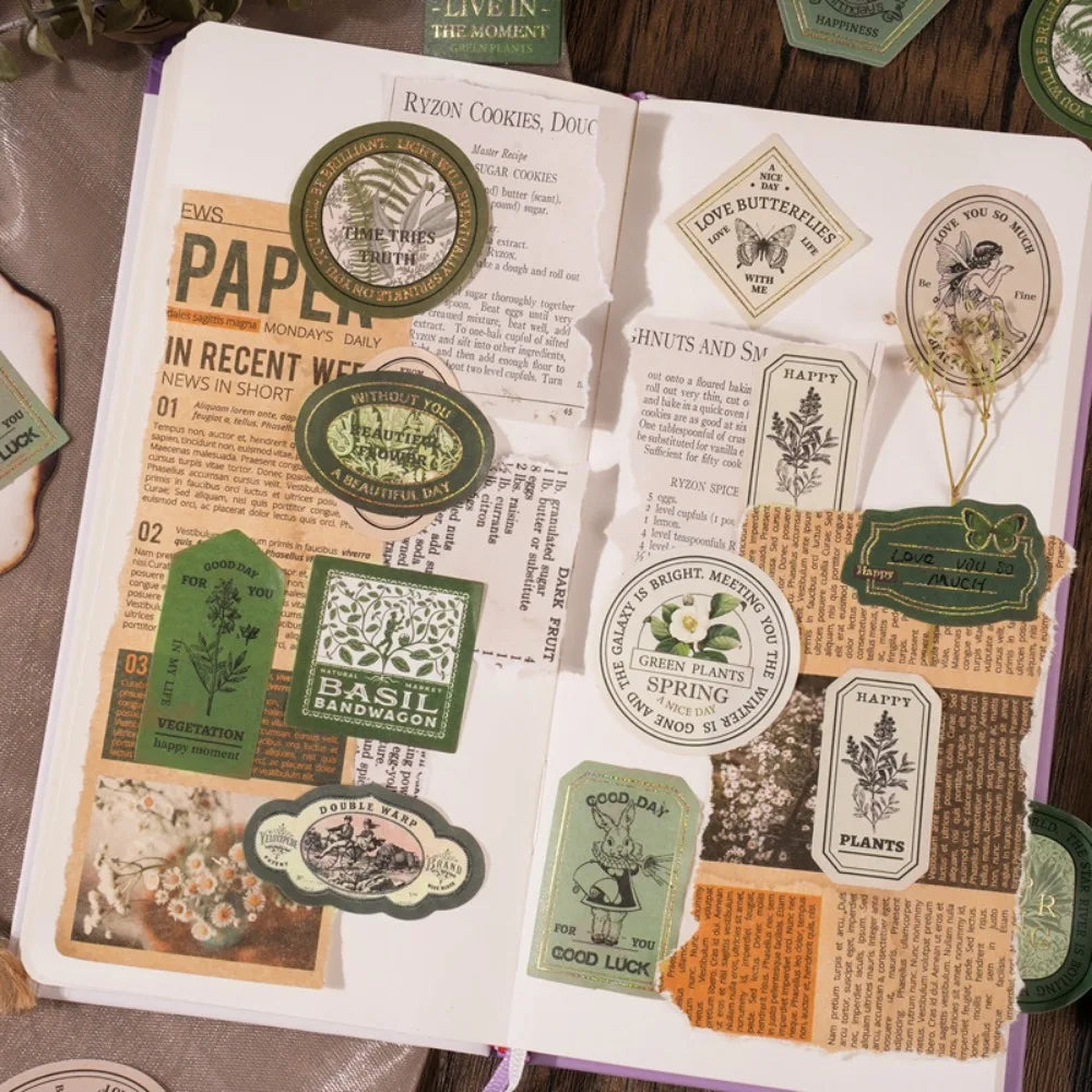 Mr. Paper Light Retro Label Box Stickers Writable Sealing Sticker Decoration Handbook Stickers Aesthetic Stationery 40pcs/box