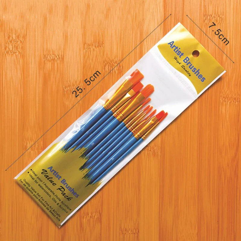 10pc Paint Brushe Set Nylon Painting Brush Short Rod Oil Acrylic Brush Watercolor Pen High Quality Professional Art Supplies