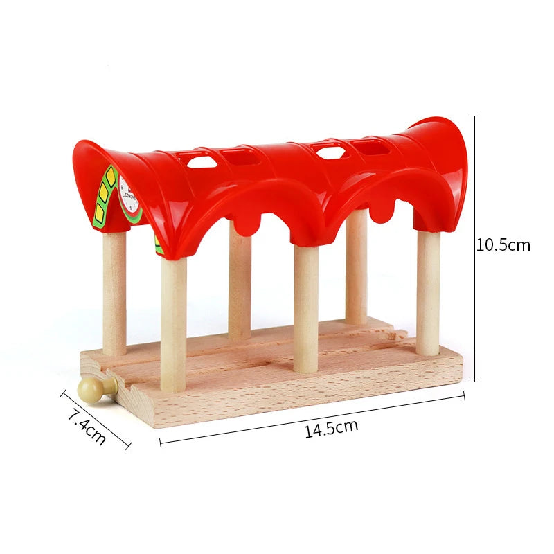 Wooden Train Track Accessories Universal Wooden Railway Tracks Bridge Parts Adapters Fit for All Brand Train Toys Birthday Gifts
