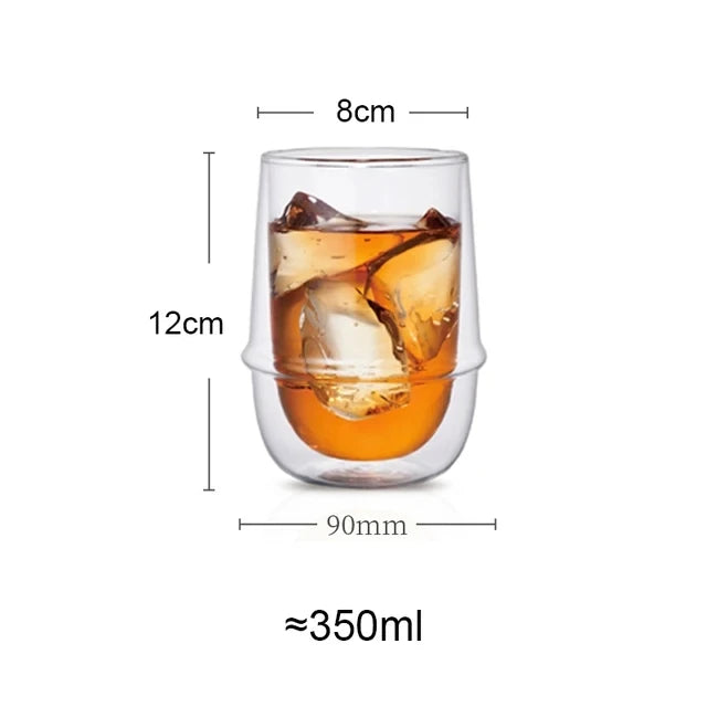 200/350ml Saturn Shape Double Wall Cup Heat Resistant Glass Espresso Coffee Cup Breakfast Milk Yogurt Oatmeal Dessert Cup