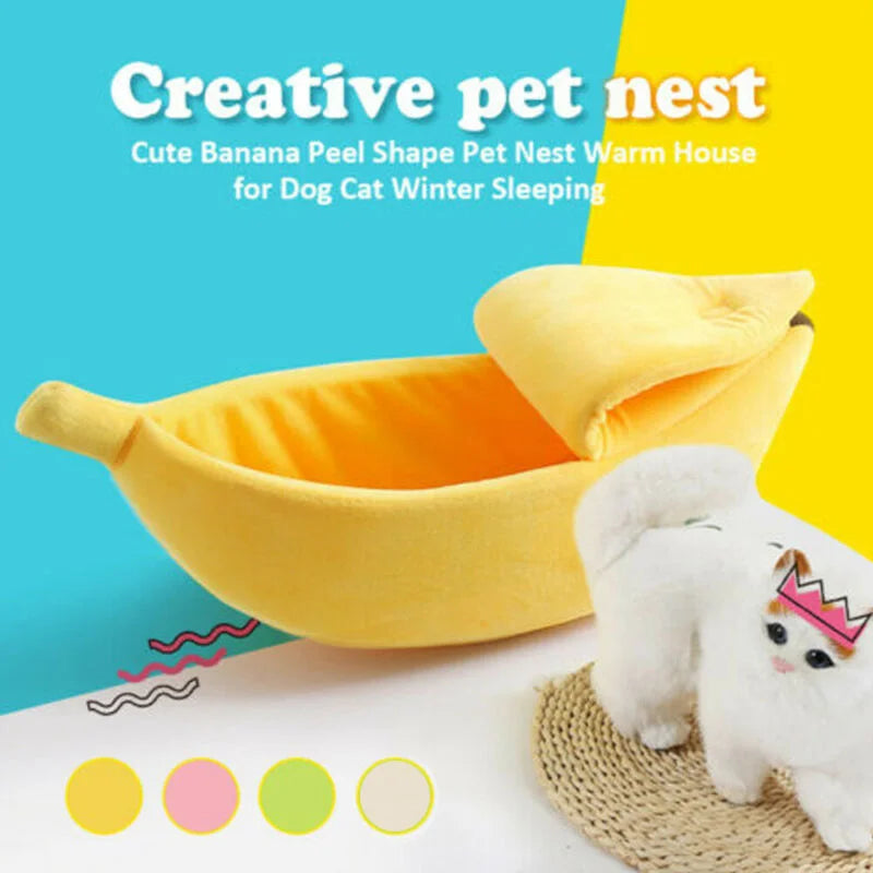 Premium Banana Cat Bed - Funny Cozy Pet House with Cushion