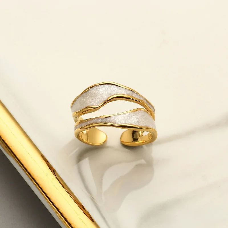 Premium Retro Gold Oil Drip Open Ring - Adjustable Luxury Wedding Jewelry