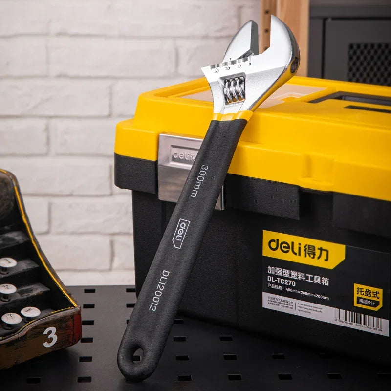 Premium Deli Adjustable Wrench - Carbon Steel Universal Spanner Tool