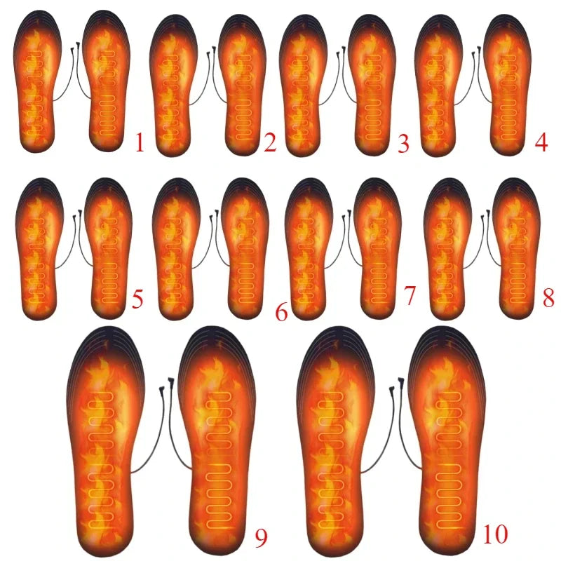 1-10Pair USB Heated Shoe Insoles Electric Foot Warming Pad Feet Warmer Sock Pad Mat Winter Outdoor Sports Heating Insole Warm