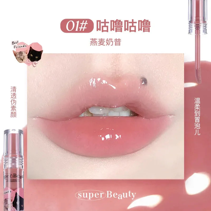 FLORTTE Lip Essence Lip Gloss Serum Lip Tint Oil Clear Nourishing Moisturizing Hydrating Fades Lip Lines Makeup Women Cosmetics