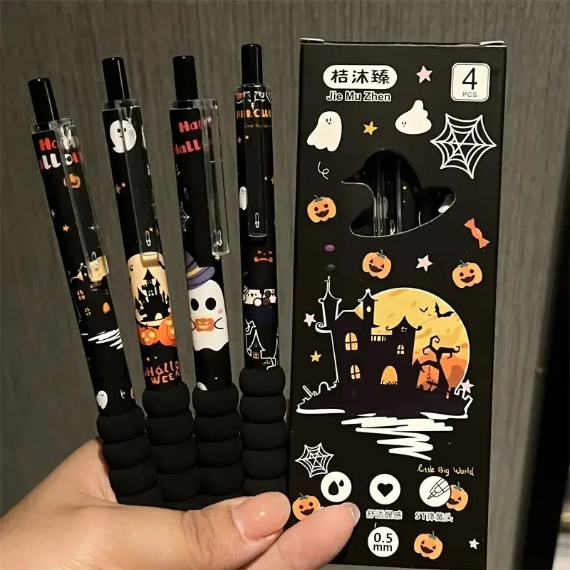 Halloween Themed Gel Pens 0.5mm Tip Diameter Featuring Ghosts Pumpkins Witch Hats - Perfect for Classroom Rewards