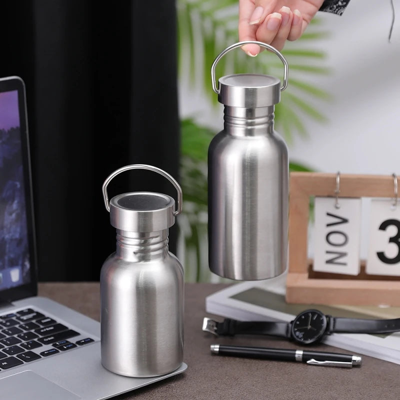 Portable Stainless Steel Water Bottle with handle 2000ml/1000ml/500ml Sports Flasks Travel Cycling Hiking Camping bicycle flask