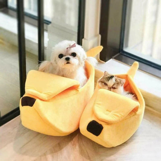 Premium Banana Cat Bed - Funny Cozy Pet House with Cushion