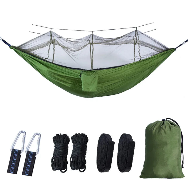 Premium Camping Hammock with Mosquito Net - Lightweight Parachute Fabric