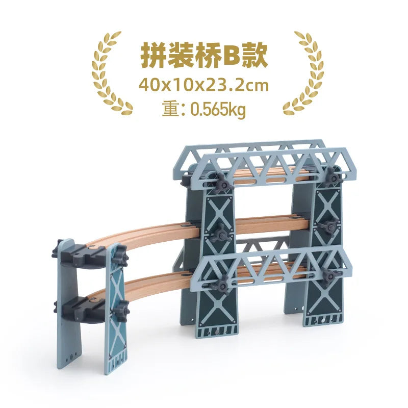 Wooden Train Track Accessories Tower Crane Compatible with Thomas Brio Track All Major Brand Railway Track