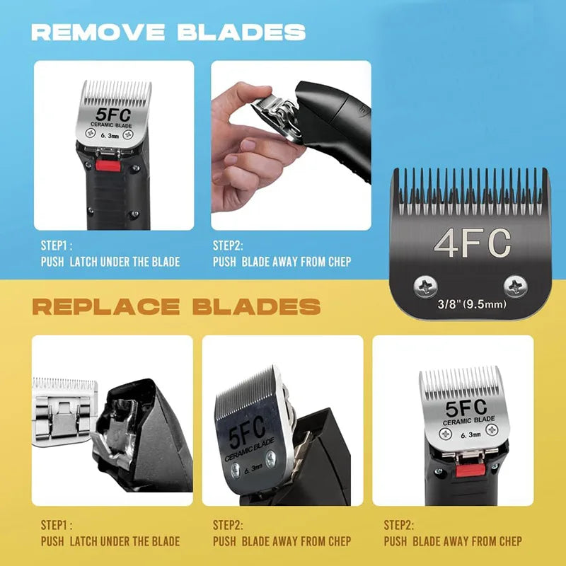 Black 4FC#5FC#7FC#10#15# Blade Dog Grooming, Detachable Pet Clipper Blade, Made of Stainless Steel Blade Compatible