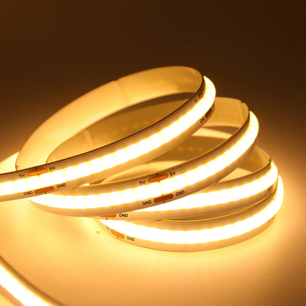 Premium 5V USB COB LED Strip Light - 320LEDs/m Flexible Ribbon Tape