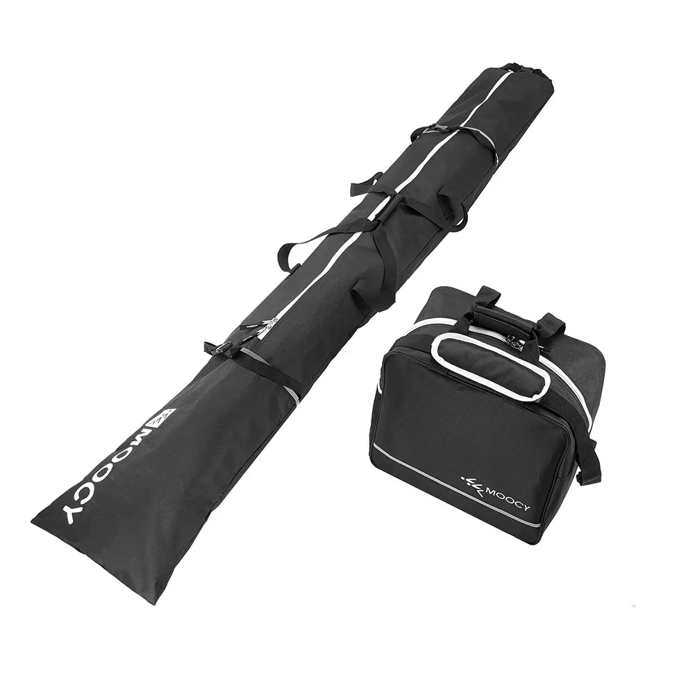 2 Pcs Ski Set Waterproof Ski Duffle Bag & Boot Tote Set Padded Snowboard And Boot Storage Bag for Travel Fit Skis Up to 200 cm