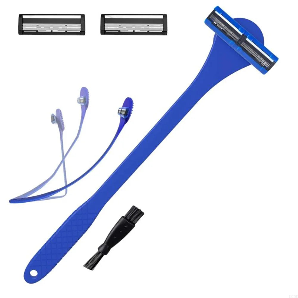 Men's 2-in-1 Silicone Back Shaver Scrubber Razor with Three Layers for Efficient Back Hair Removal Shaving Tool