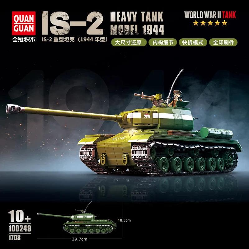 IS-2 Heavy Tank 1944 Assembled Military Building Blocks Toy Boy Puzzle Hands on Brainstorming Gift