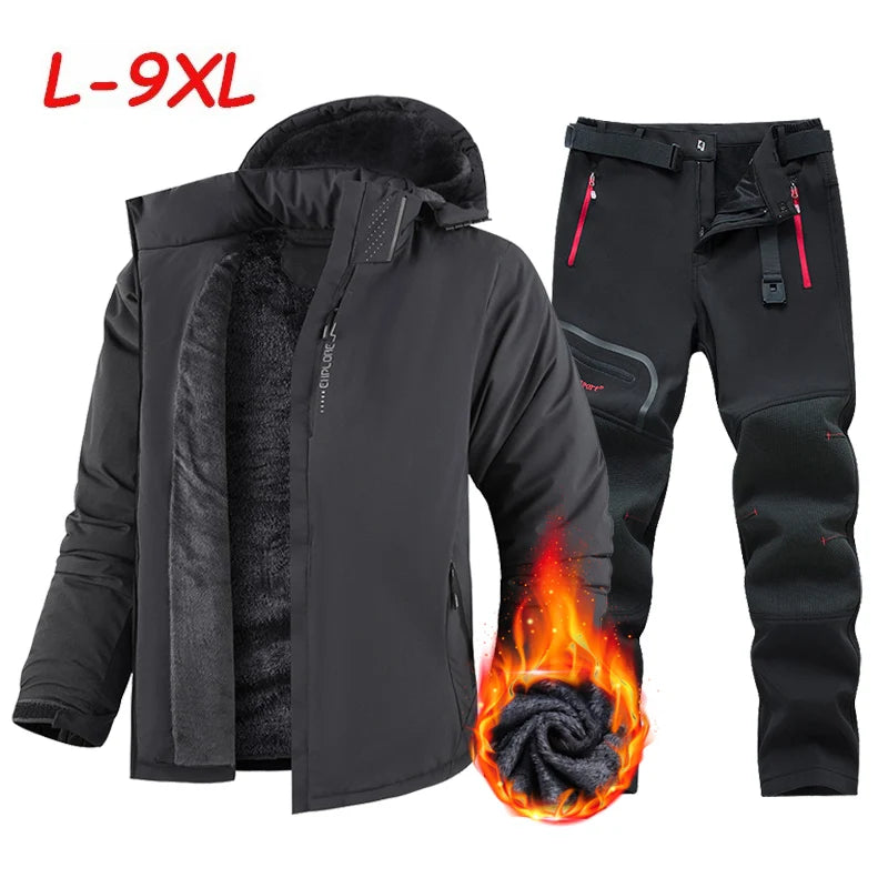 Ski Suit Men Winter Warm Waterproof Outdoor Sports Snow Jackets and Camping Pants Hot Ski Equipment Snowboard Parkas Jacket