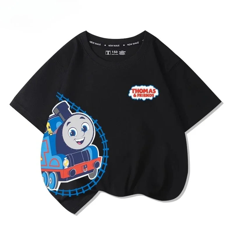 Thomas the train short-sleeved t-shirt cartoon new children's tops boys girls summer 100% cotton fashion comfortable t-shirt