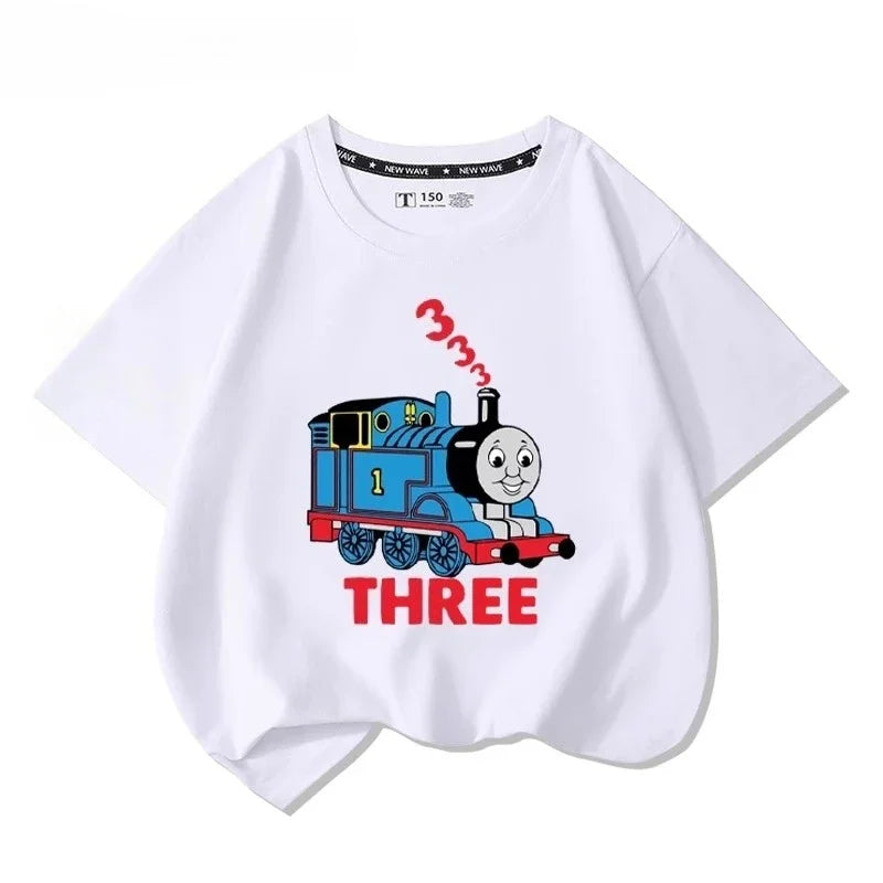 Thomas the train short-sleeved t-shirt cartoon new children's tops boys girls summer 100% cotton fashion comfortable t-shirt