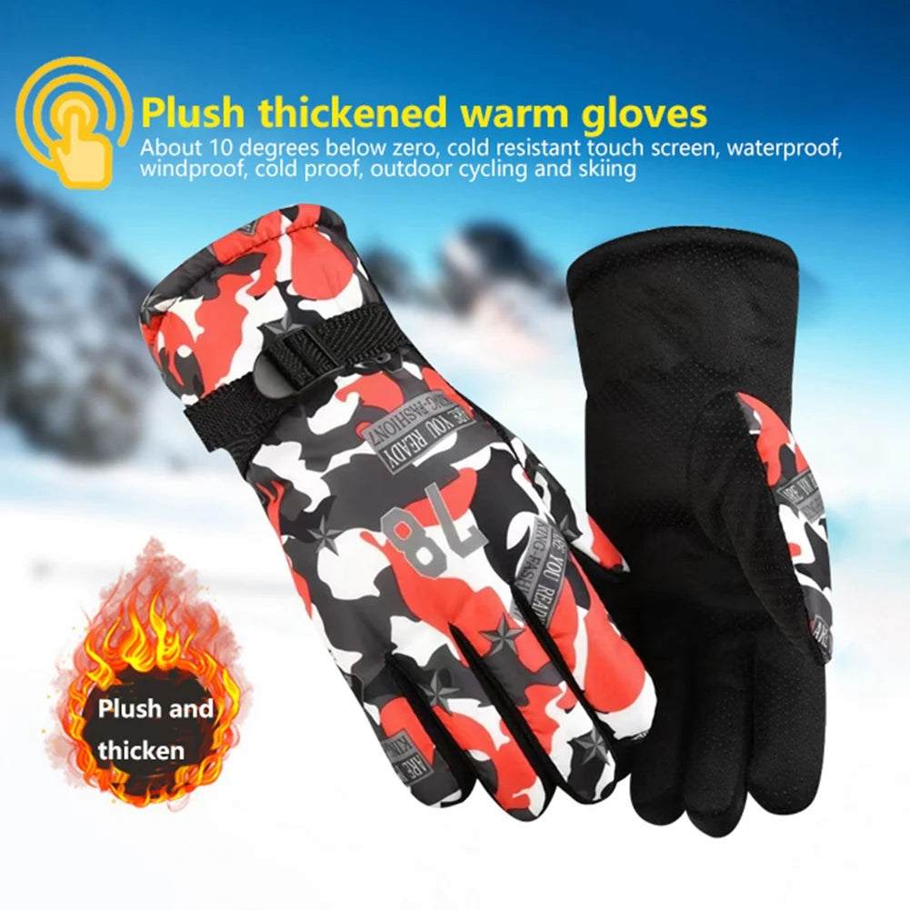 Warm Ski Gloves Polyester Warm&Light Waterproof And Breathable The Wrist Can Be Tightened And Relaxed for A Better Fit