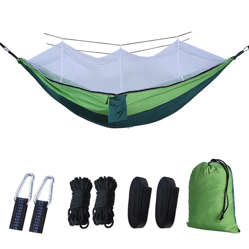Premium Camping Hammock with Mosquito Net - Lightweight Parachute Fabric