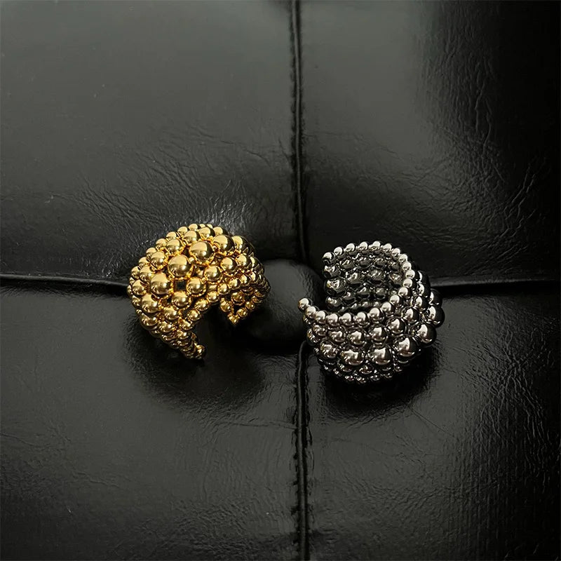 Foxanry Multilayer Bead Open Rings For Women Couples Exaggerated Creative Design Personality Hip Hop Fashion Party Jewelry Gifts