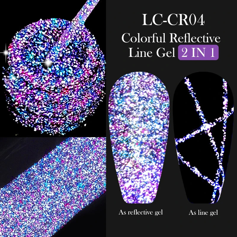 LILYCUTE Reflective Glitter Gel Nail Polish - 5ml Sparkling Liner
