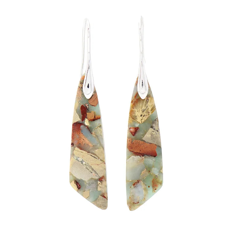 Premium Bohemian Natural Stone Drop Earrings - Geometric Pendant Jewelry