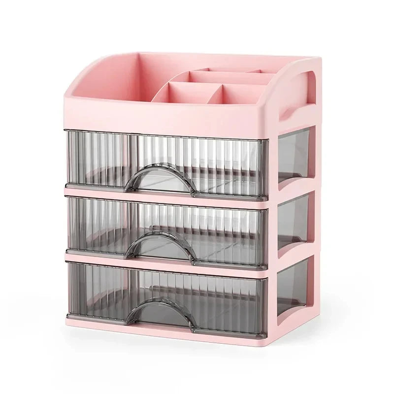 Multi-Layer Transparent Makeup Organizer with Drawer Storage