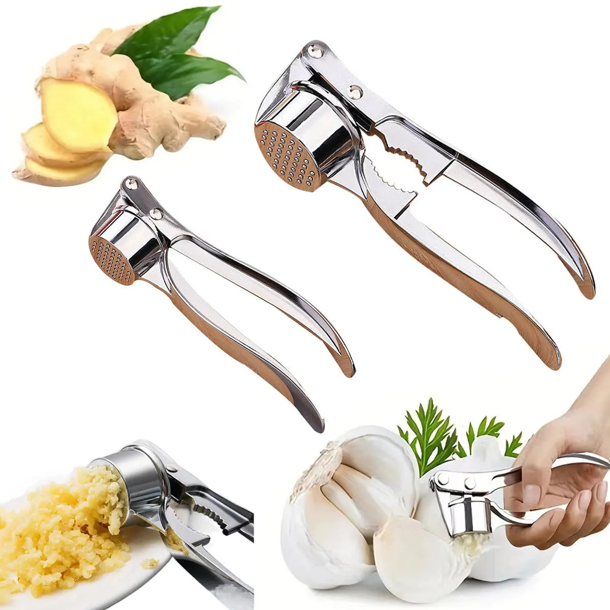 Premium Stainless Steel Garlic Press - Professional Kitchen Mincer & Crusher